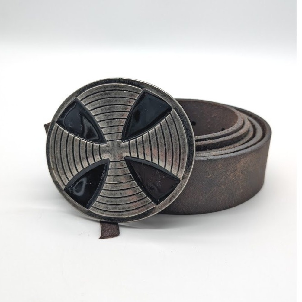 Levi's Leather Belt Mens Size 46 48 Independent Cross Buckle Removable Skatboard
